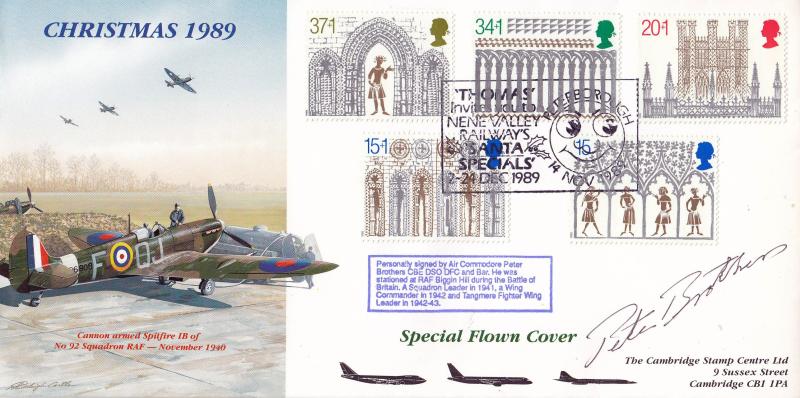 1989 (11) Christmas - Cambridge Spitfire 1B of 92 Squadron Special - Nene Valley Railway H/S - Signed by Air Commodore Peter Brothers DSO DFC*