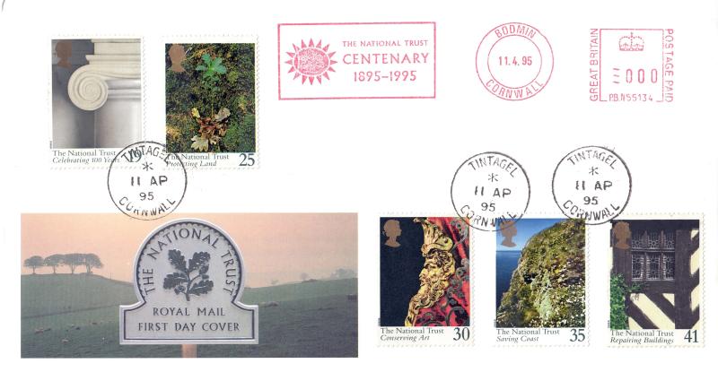 1995 (04) National Trust - RM - Tintagel CDS + National Trust Centenary (Bodmin) Meter Mark