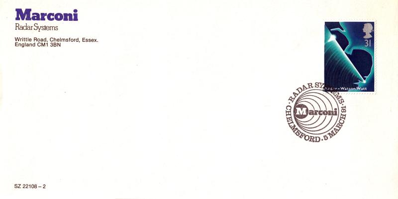1991 (03) Scientists - Marconi Radar Systems Cover - 31p stamp Only - Marconi Radar Systems H/S