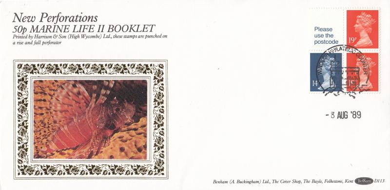 1989 (08) 50p Marine Life Booklet (Crayfish Image) - Benham D113 - Windsor Counter H/S