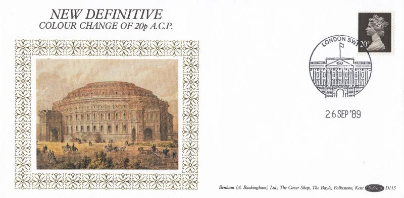 1989 (09) 20p Colour Cahange - Benham D115 - SW1 Counter H/S
