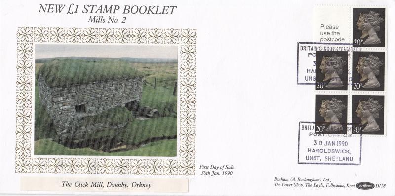1990 (01) £1 Booklet - Benham D128 - Haroldswick, Unst H/S