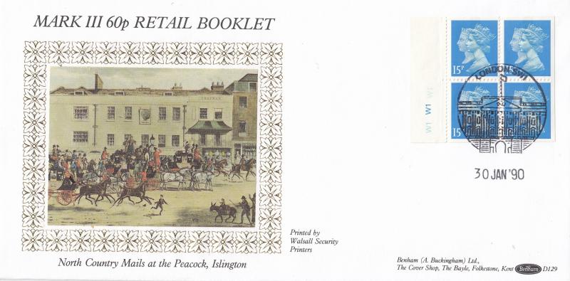 1990 (01) 60p Retail Booklet - Benham D129 - Cylinder No Pane - SW1 Counter H/S