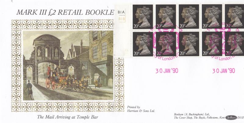 1990 (01) £2. Retail Booklet - Benham D132 - Cylinder No Pane - National Postal Museum H/S