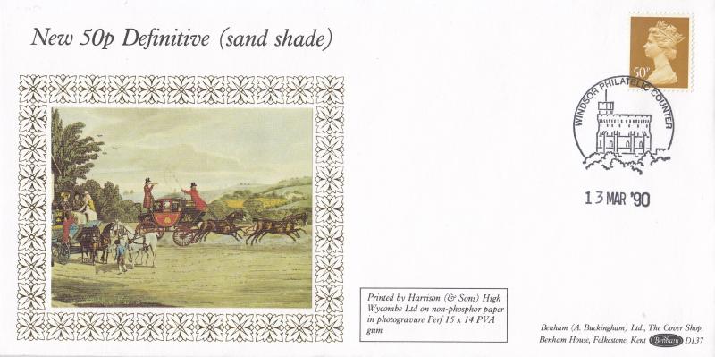 1990 (03) New 50p Definitive - Benham D137 - Windsor Counter H/S