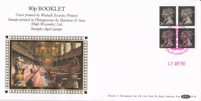 1990 (04) 80p Booklet - Benham D138 - National Postal Museum H/S