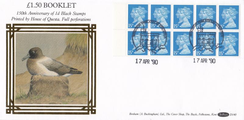 1990 (04) £1.50 Booklet - Benham D140 - Left Selvedge - Windsor Counter H/S