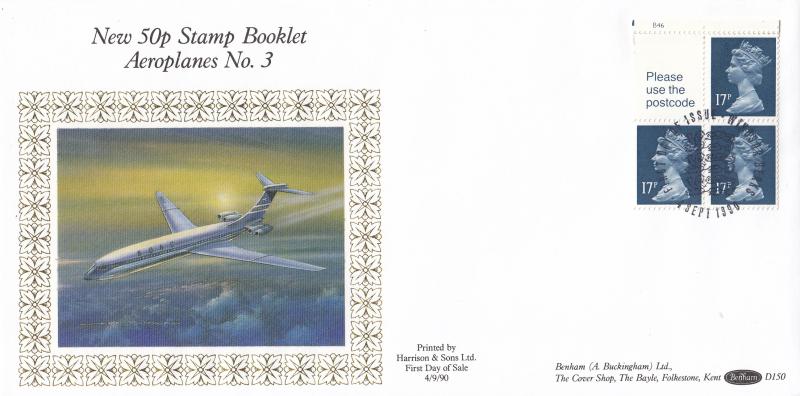 1990 (09) 20p Booklet - Benham D150 - Cylinder No Pane - Windsor (3 Lions) H/S