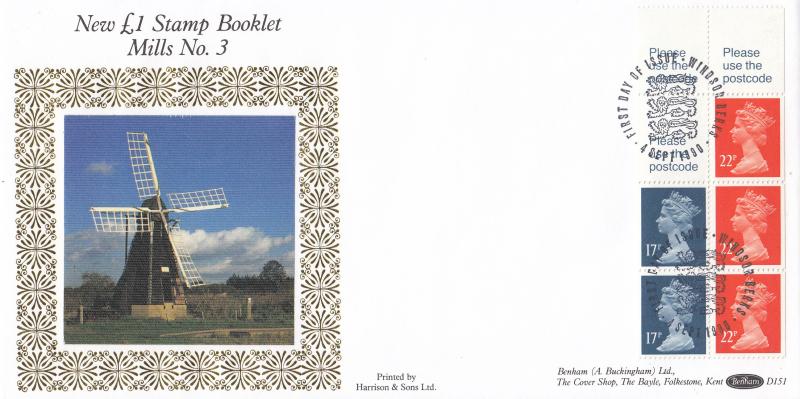 1990 (09) £1 Booklet - Benham D151 - Windsor (3 Lions) H/S