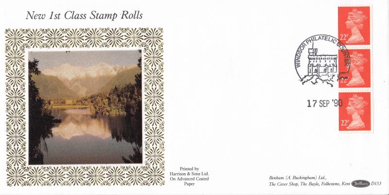 1990 (09) 1st Class Vertical Stamp Rolls - Benham D153 - Windsor Counter H/S