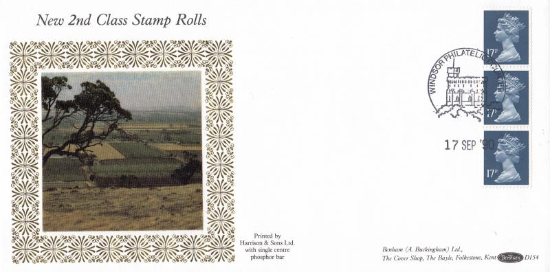 1990 (09) 2nd Class Vertical Stamp Rolls - Benham D154 - Windsor Counter H/S