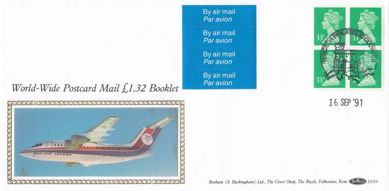 1991 (09) £1.32 Postcard Booklet - Benham D169 - Windsor Counter H/S