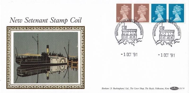 1991 (10) Se-Tenant Stamp Coil - Benham D174 - Windsor Counter H/S