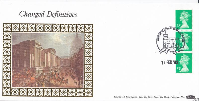1992 (02) 33p Changed Definitive - Benham D185 - Windsor Counter H/S