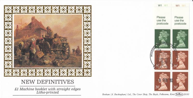 1993 (02) £1 Machine Multi-Value Booklet - Benham D193 - Cylinder No Pane - Windsor Counter H/S