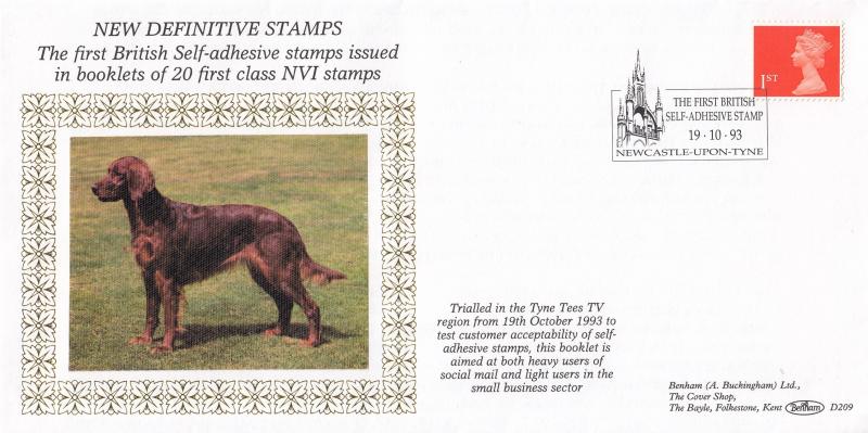 1993 (10) New NVI Self-Adhesive Stamps - Benham D209 - Newcastle H/S (s)