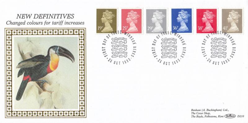 1993 (10) New Definitives with New Colours - Benham D210 - Windsor 'Three Lions' H/S