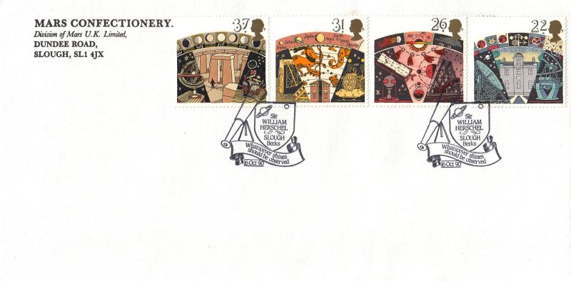 1990 (10) Astronomy - Mars Confectionery Cover - William Herschel H/S