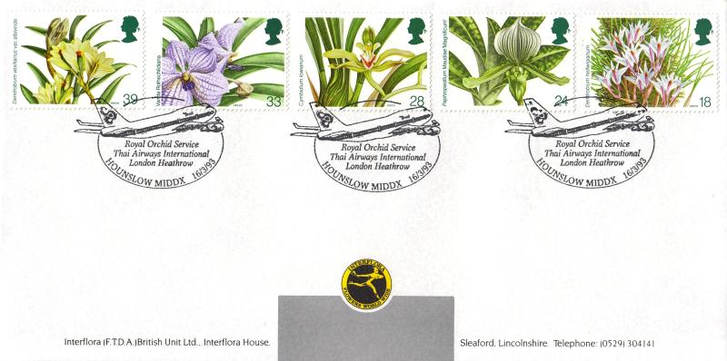 1993 (03) Orchids - Interflora Flowers Cover - Royal Orchid Service H/S