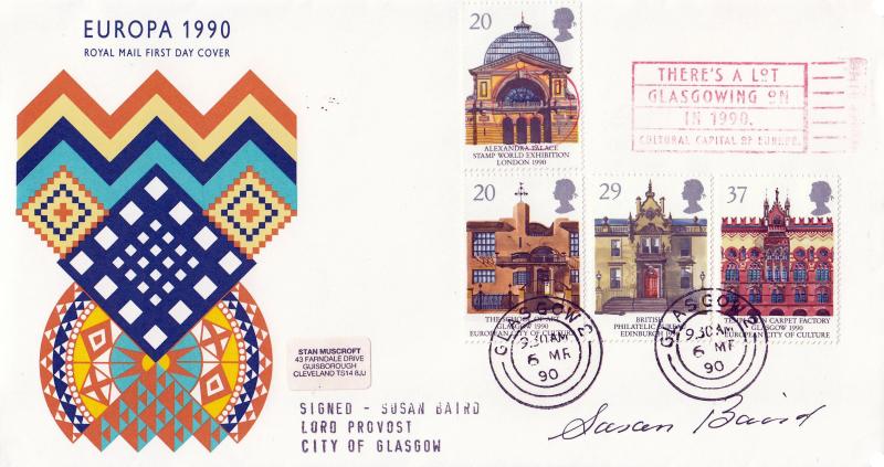 1990 (03) Europa - RM - There's A Lot Glasgowing On Slogan - Signed by Susan Baird