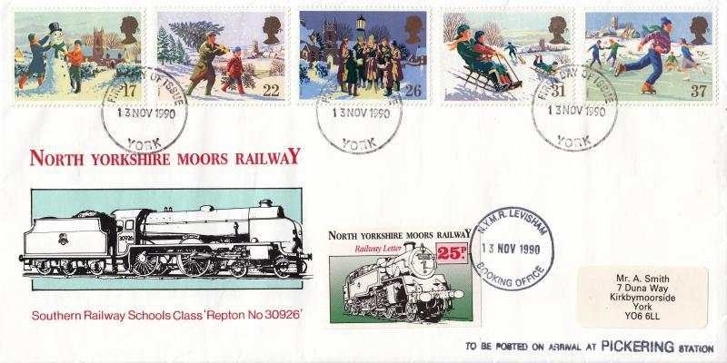 1990 (11) Christmas - North Yorkshire Moors Railway Cover - York FDI