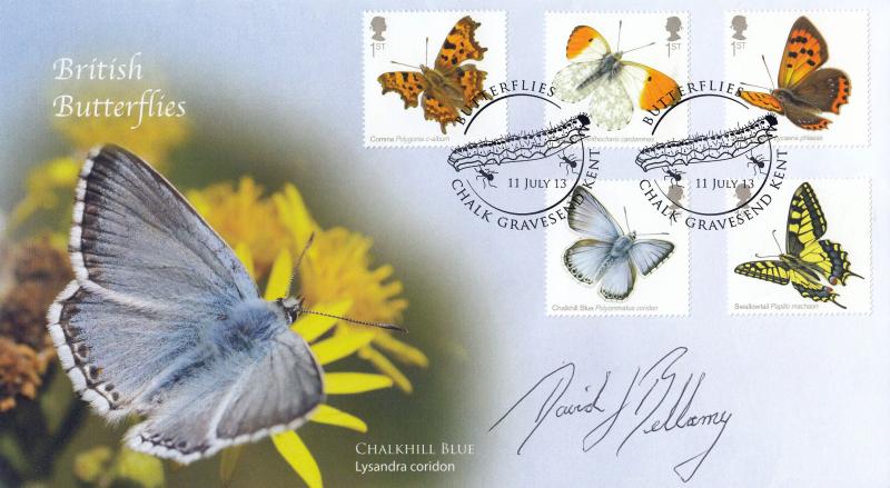 2013 (07) British Butterflies - Internet Stamps 'Chalkhill Blue' Official - Signed by the late David Bellamy