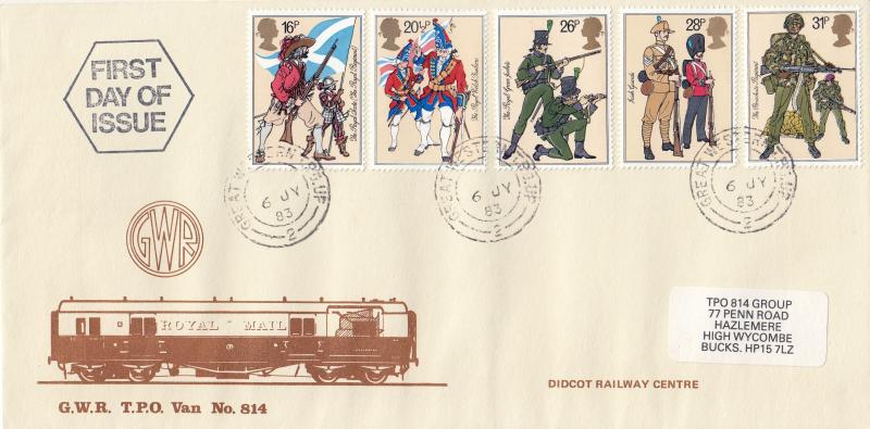 1983 (07) British Army - GWR 814 TPO Cover - Great Western TPO UP 2 CDS + Cachet