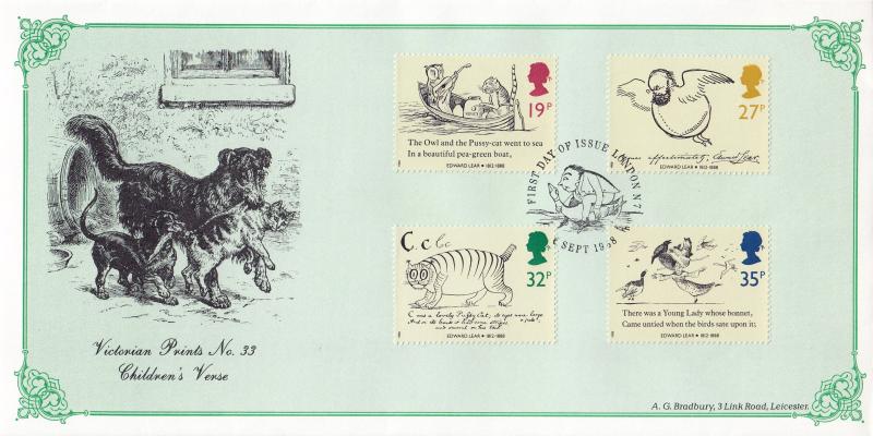 1988 (09) Edward Lear (Stamps) - Bradbury Victorian Print 33 - London N7 H/S