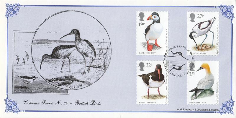 1989 (01) Birds - Bradbury Victorian Print 36 - Sandy, Bedford H/S