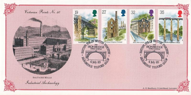 1989 (07) Industrial Archaeology (Stamps) - Bradbury Victorian Print 40 - Ironbridge Gorge Museum H/S
