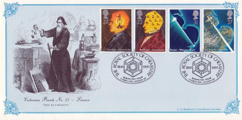 1991 (03) Scientists - Bradbury Victorian Print 57 - Royal Society of Chemistry, Burlington House, W1 H/S