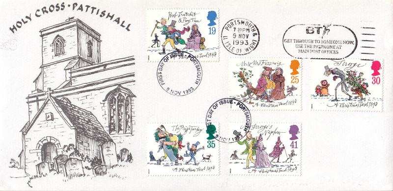 1993 (11) Christmas - Holy Cross Pattishall Cover - BT Get Through To Someone Payphone At Main Post Offices Slogan