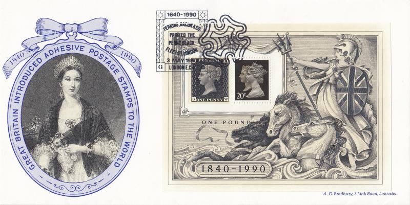 1990 (05) Penny Black (M/S) - Bradbury Perkins, Bacon & Co, Fleet Street Official