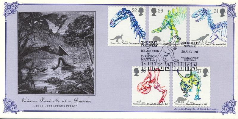 1991 (08) Dinosaurs - Bradbury Victorian Print 61 Official