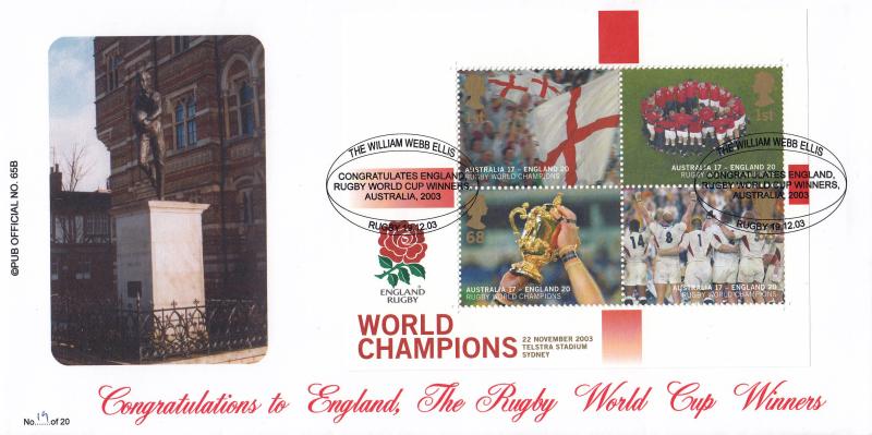2003 (12) Rugby Winners M/S - Brazier 'William Webb Ellis' Official (WW Ellis Statue Image)