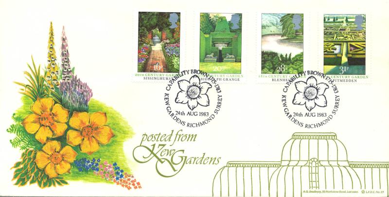 1983 (08) Gardens - Bradbury LFDC 27 'Capability Brown, Kew Gardens' Official