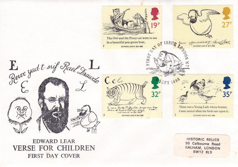 1988 (09) Edward Lear (Stamps) - Historic Relics - London N7 H/S