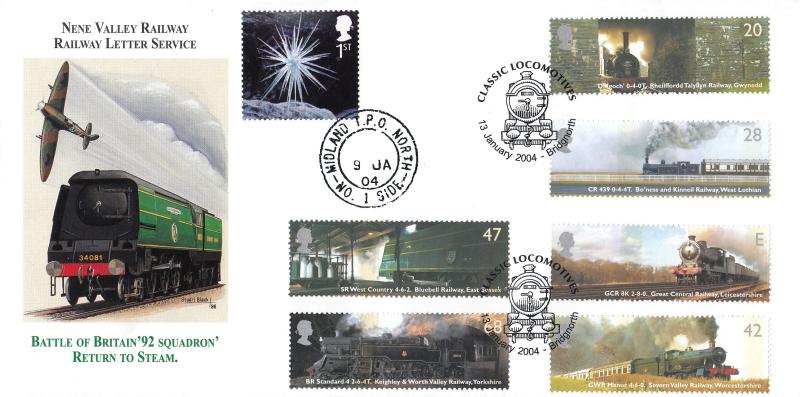 2004 (01) Classic Locomotives (Stamps) - Nene Valley Railway Battle of Britain '92 Squadron' Cover - Bridgnorth H/S - Doubled