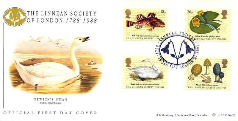 1988 (01) Linnean Society - Bradbury LFDC 65 'Linnean Society, London' Official