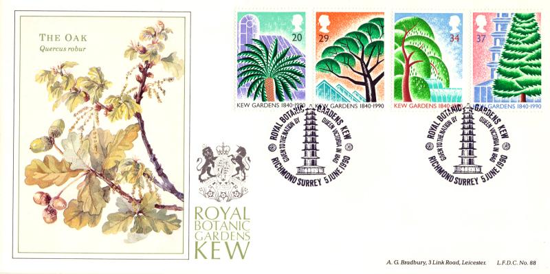 1990 (06) Kew Gardens - Bradbury LFDC 88 'RBG Kew, Given To The Nation' Official