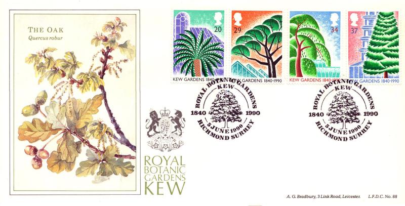 1990 (06) Kew Gardens - Bradbury LFDC 88 'RBG Kew 1840-1990' Official