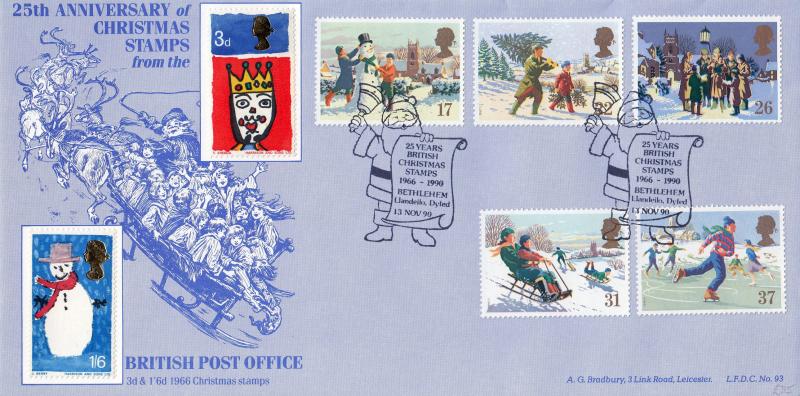 1990 (11) Christmas - Bradbury LFDC 93 'Bethlehem' Official