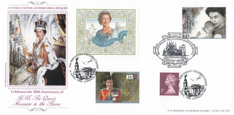 1992 (02) Accession - Bradbury LFDC 103 'Westminster Abbey' Special - Doubled with Birthday Label