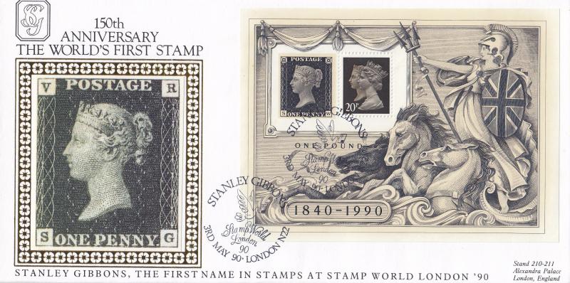 1990 (05) Penny Black (M/S) - Benham BLCS 53 'Stanley Gibbons, Stamp World' Official