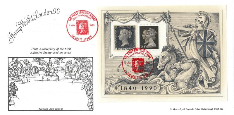 1990 (05) Penny Black (M/S) - Muscroft 'First Adhesive Stamp on Cover, Bath' Official
