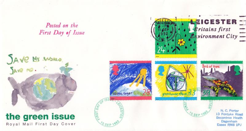 1992 (09) Green - RM - Leicester Britain's First Environment City Slogan
