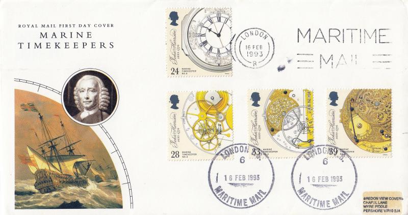 1993 (02) Marine Timekeepers - RM - Martime Mail Slogan (And CDS)