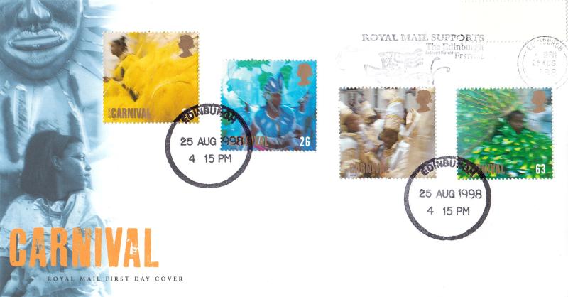 1998 (08) Carnival - RM - Royal Mail Supports The Edinburgh International Festival Slogan