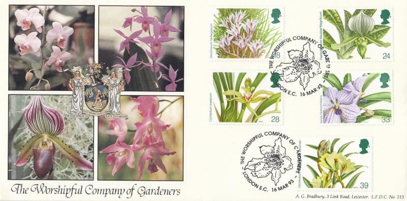 1993 (03) Orchids - Bradbury LFDC 113 'Worshipful Company of Gardeners' Official