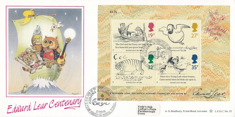 1988 (09) Edward Lear (M/S) - Bradbury LFDC 72 'BF2182PS' Special - Signed on the rear by B J Randle